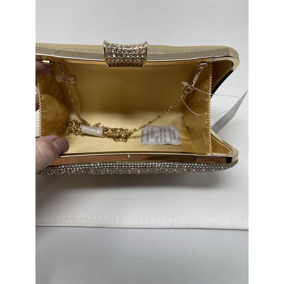 D'Margeaux evening clutch with gold and crystal stripes - Picture 6 of 11